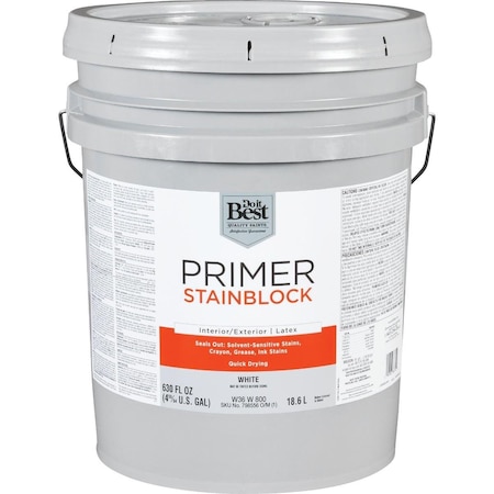 All-Source Latex Interior/Exterior Stain Blocking Primer, White, 5 Gal. W36W00800-20